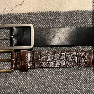 Banana Republic Genuine Leather Black Belt & Berge Croc embossed GL Brown Belt